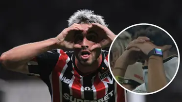 Calleri comemorando pelo São Paulo