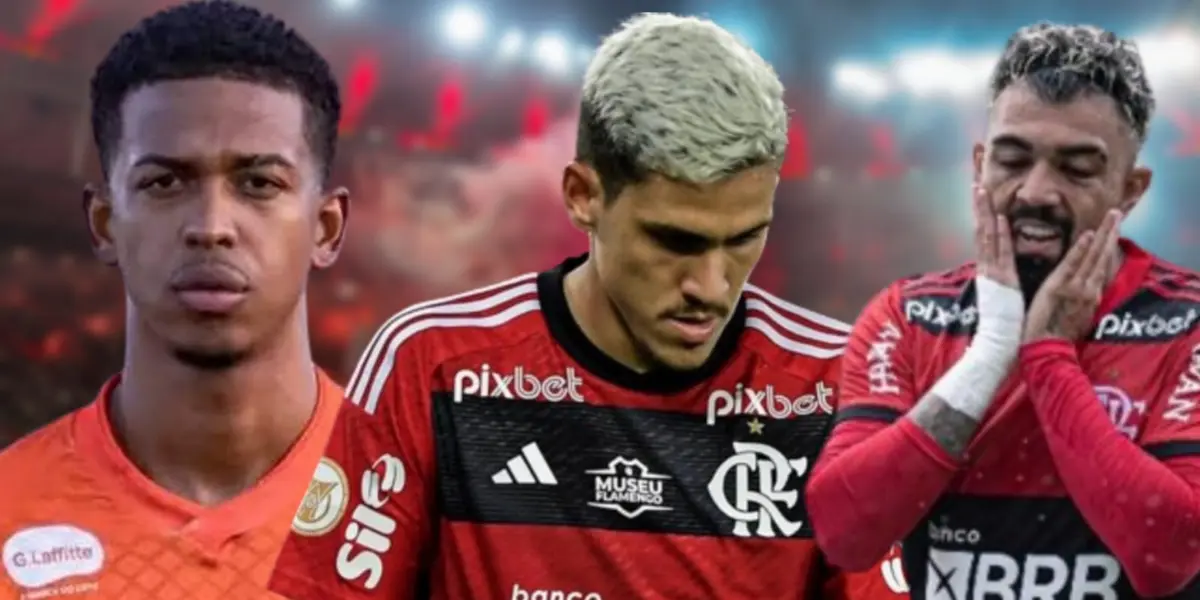 Carlinhos com a camisa do Nova Iguaçu, Pedro com a camisa do Flamengo e Gabigol com a camisa do Flamengo