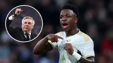 Carlo Ancelotti e Vini Jr no Real Madrid