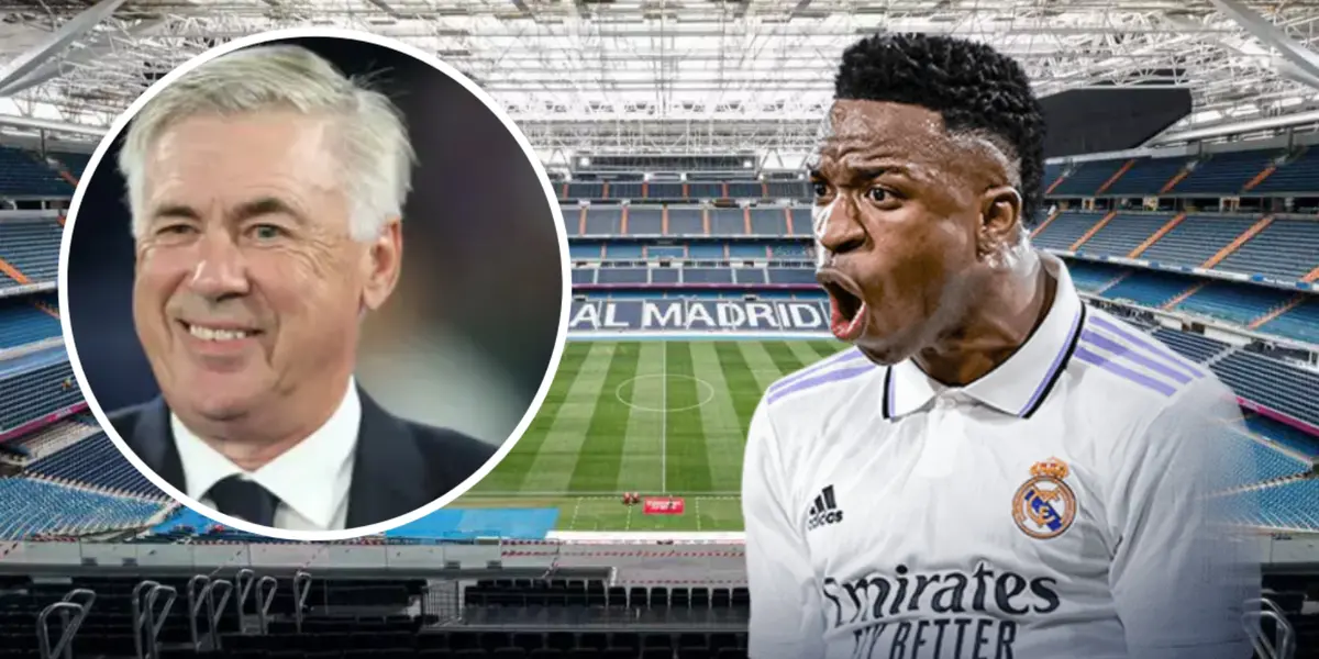 Carlo Ancelotti e Vini Jr no Real Madrid