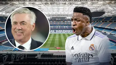 Carlo Ancelotti e Vini Jr no Real Madrid