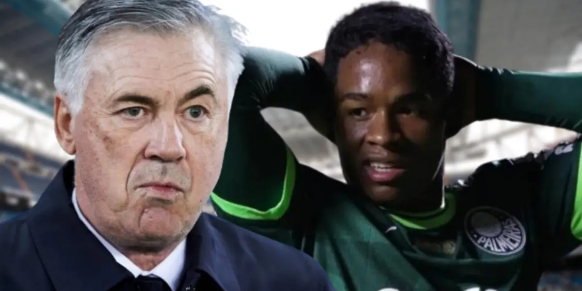 Carlo Ancelotti triste e Endrick preocupado