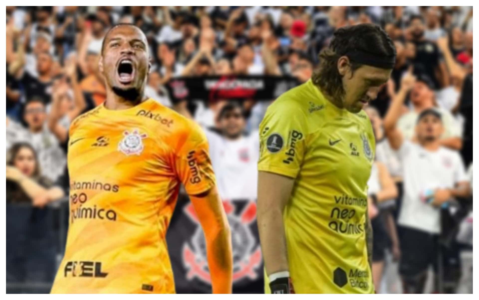 Carlos Miguel e Cássio com a camisa do Corinthians