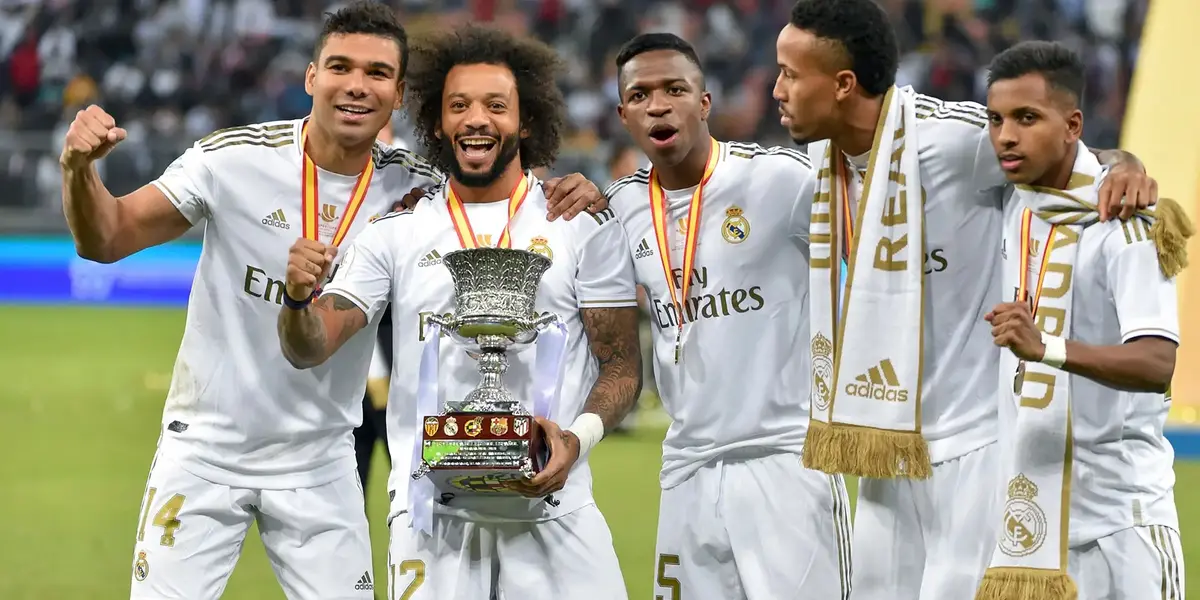 Casemiro, Marcelo, Vini Jr, Éder Militão e Rodrygo. Fayez Nureldine/AFP/Getty Images