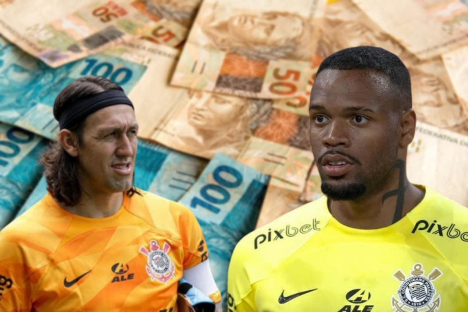 Cássio e Carlos Miguel com a camisa do Corinthians