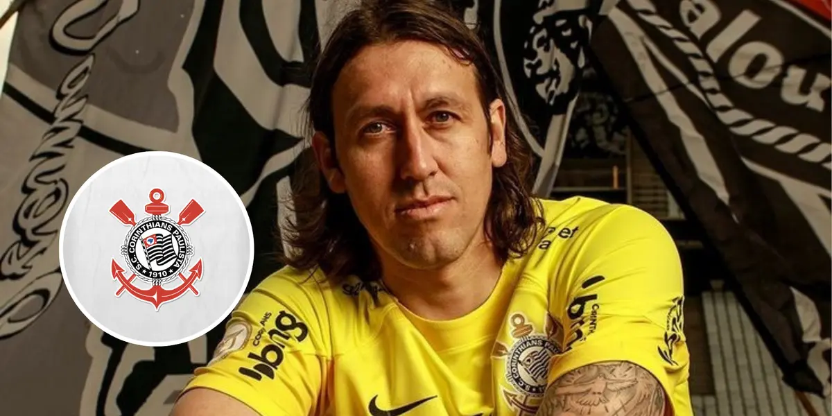 Cássio e o escudo do Corinthians