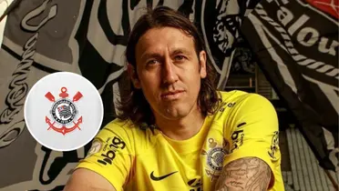 Cássio e o escudo do Corinthians