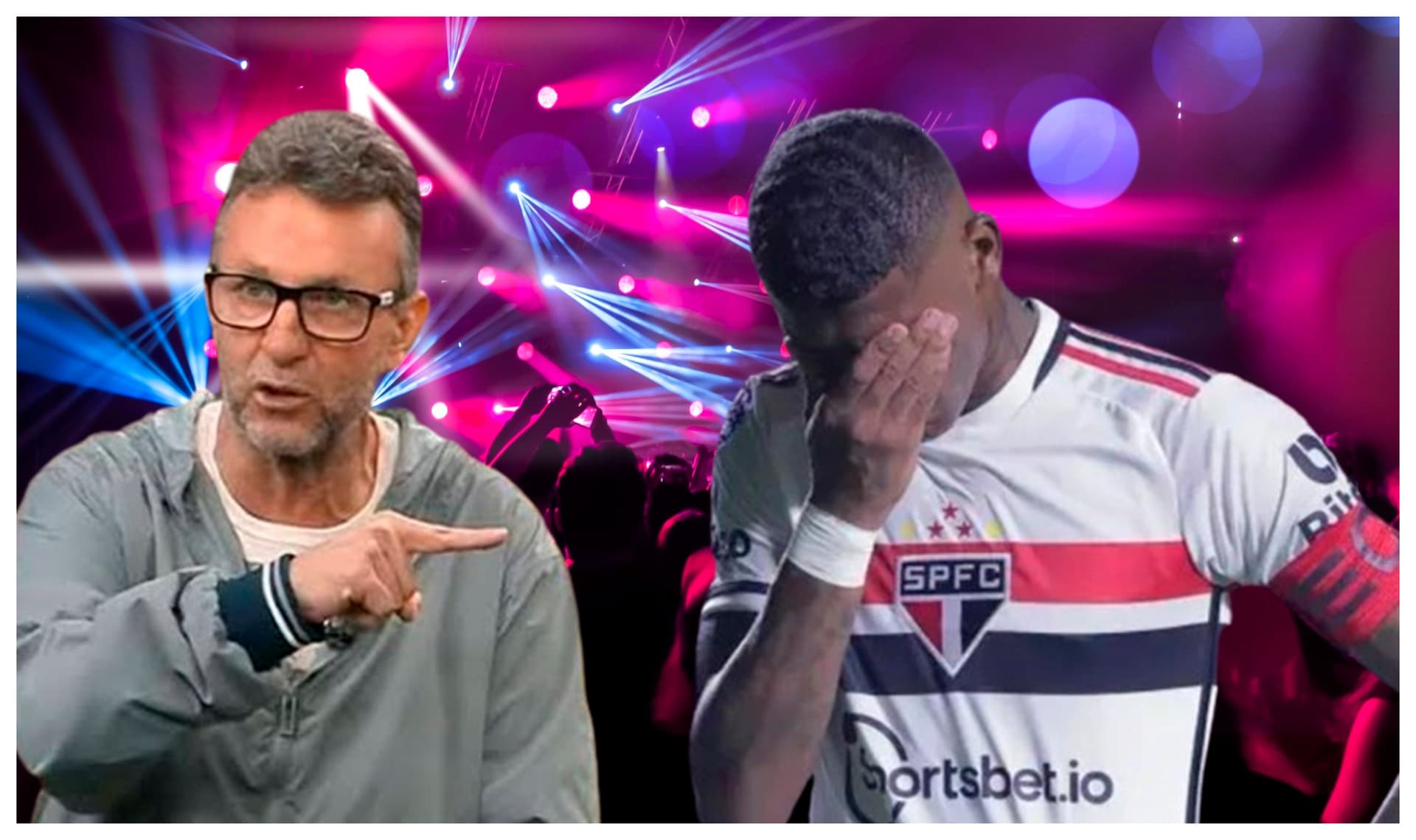 Craque Neto e ao lado Robert Arboleda com a camisa do São Paulo