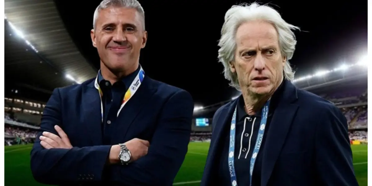 Crespo e Jorge Jesus com camisas neutras