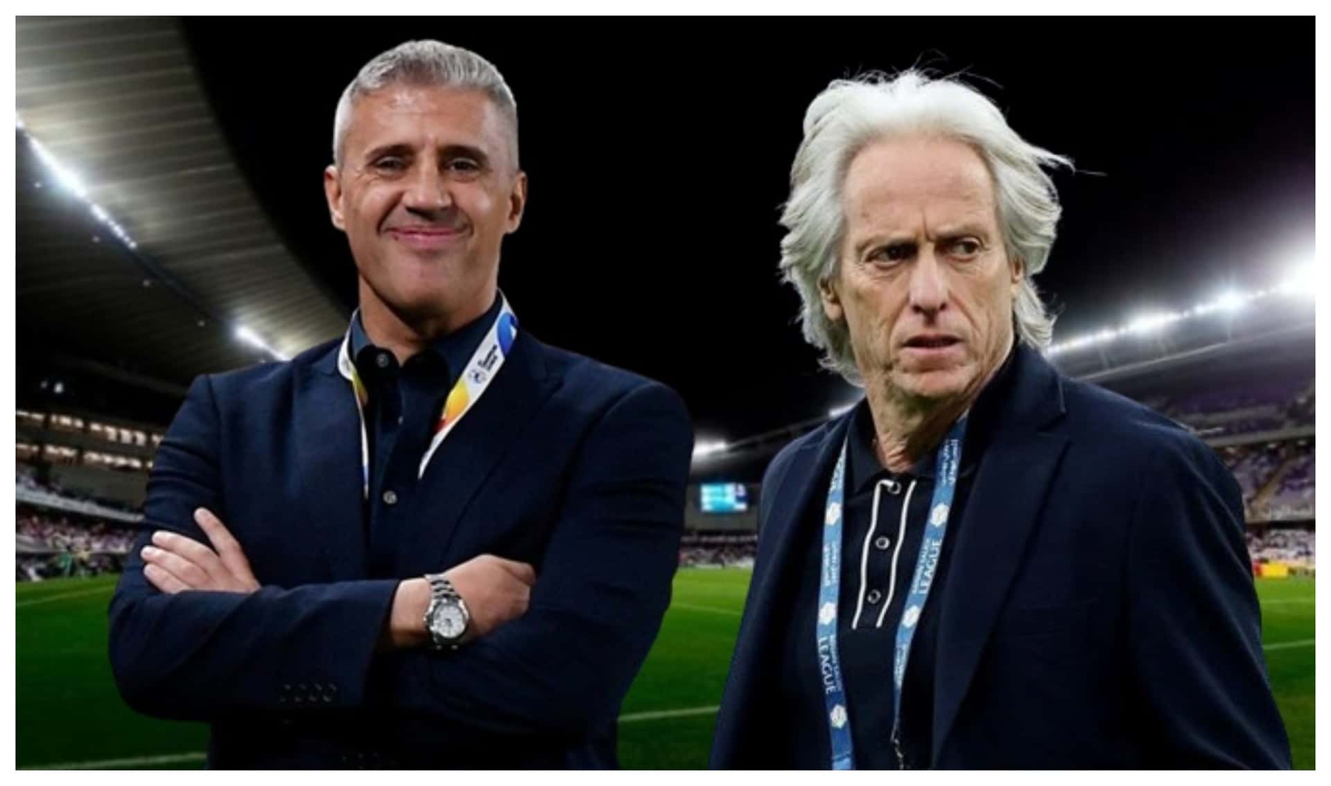 Crespo e Jorge Jesus com camisas neutras