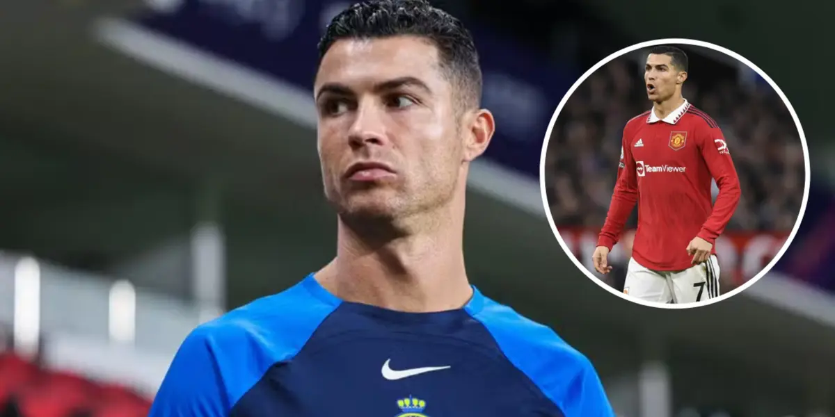 Cristiano Ronaldo com a camisa do Al-Nassr e em ação pelo Manchester United