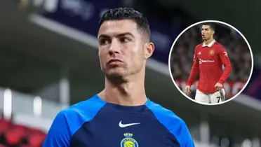 Cristiano Ronaldo com a camisa do Al-Nassr e em ação pelo Manchester United