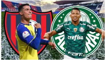 Cristiano Ronaldo com a camisa do Al-Nassr e Rony com a camisa do Palmeiras