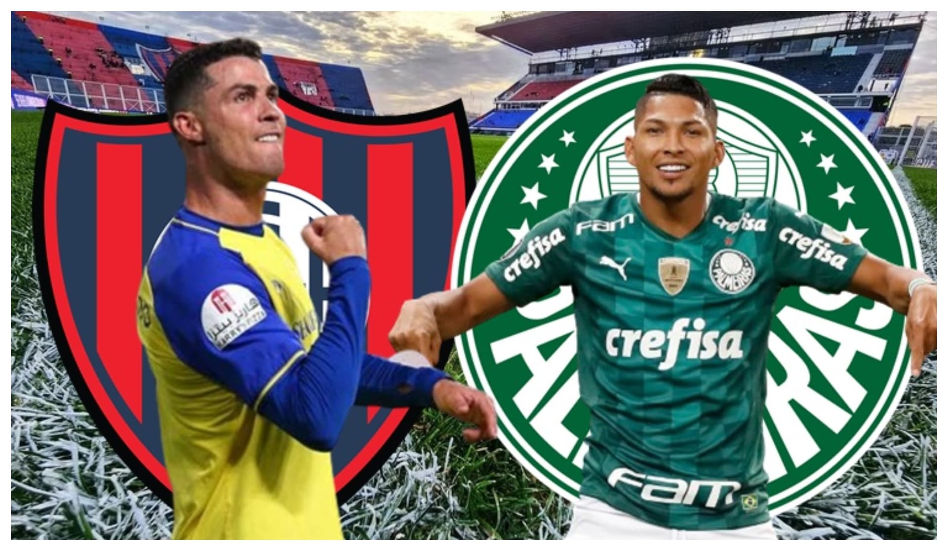 Cristiano Ronaldo com a camisa do Al-Nassr e Rony com a camisa do Palmeiras