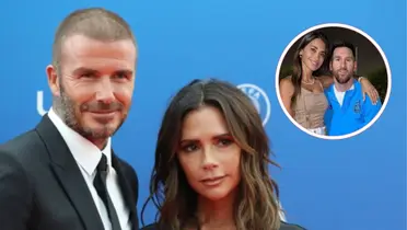 David Beckham e Messi ao lado de suas mulheres