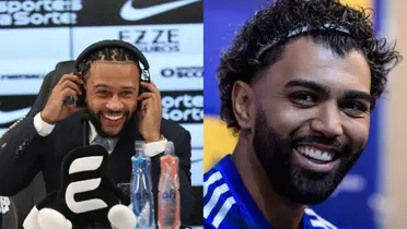 Depay e Gabigol em entrevistas. Foto: Divulgação