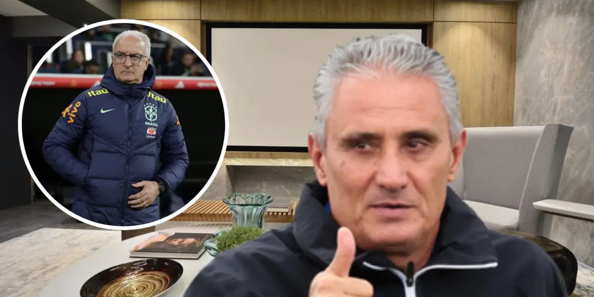 Dorival Jr na Seleção Brasileira e Tite durante treinamento