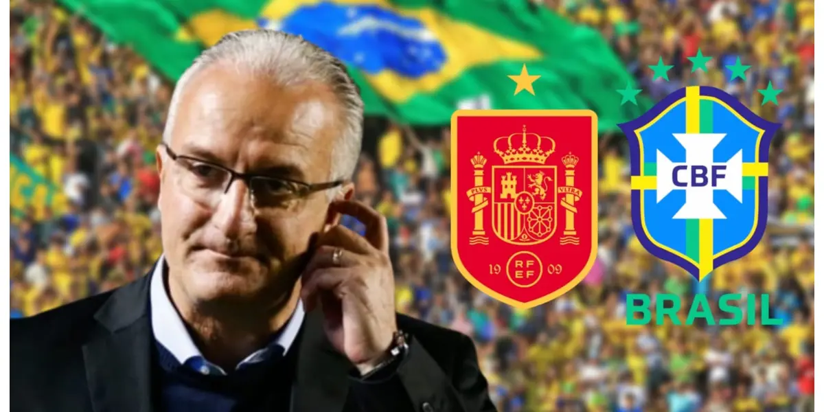 Dorival Júnior e os escudos da Espanha e Brasil