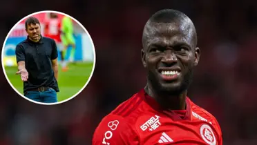 Eduardo Coudet e Enner Valencia no Internacional