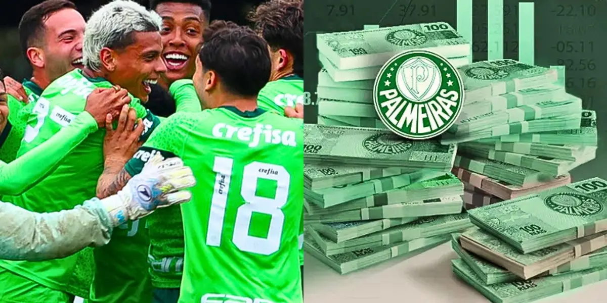 Elenco do Palmeiras em festa