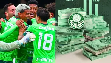 Elenco do Palmeiras em festa