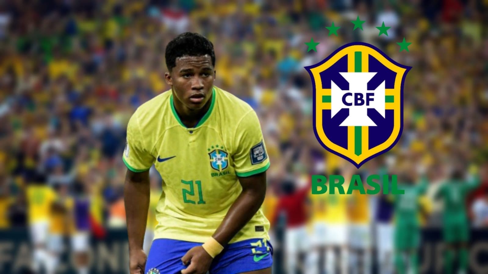 Endrick com a camisa do Brasil