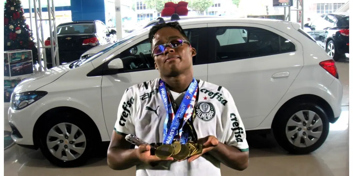 Endrick com a camisa do Palmeiras