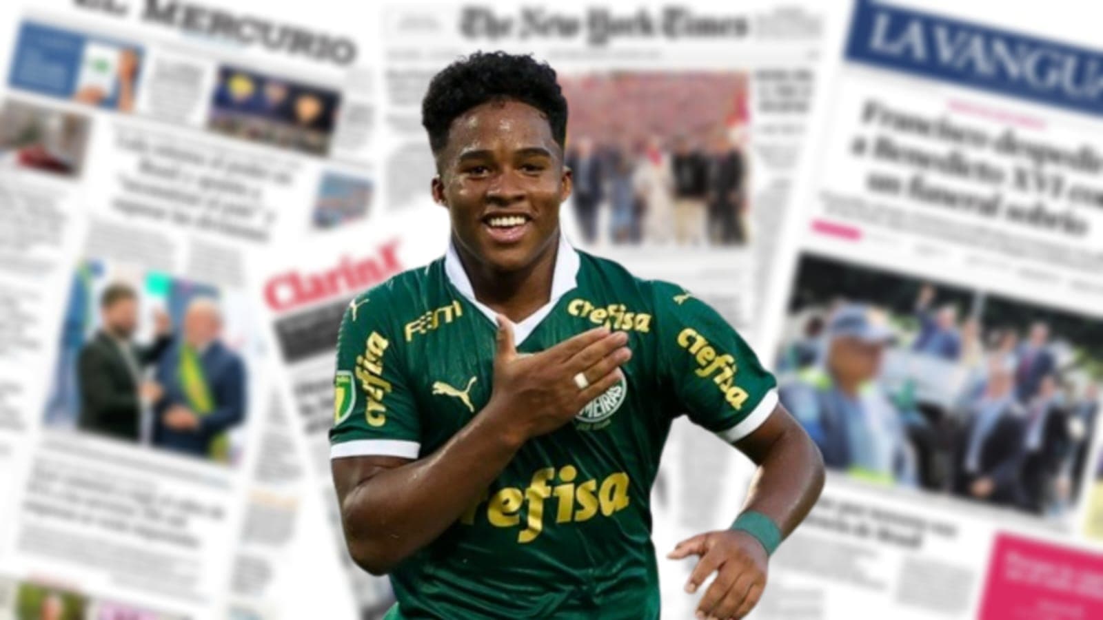 Endrick com a camisa do Palmeiras