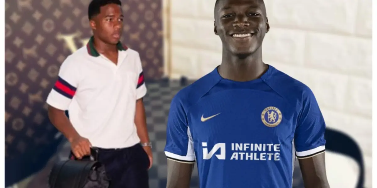 Endrick com o seu kit da Gucci e Moisés Caicedo com a camisa do Chelsea