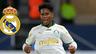 Endrick comemora gol pelo Palmeiras