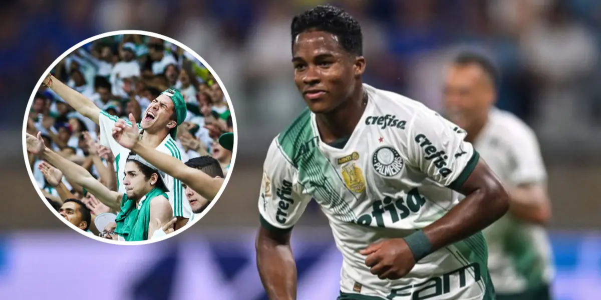 Endrick comemorando no Palmeiras