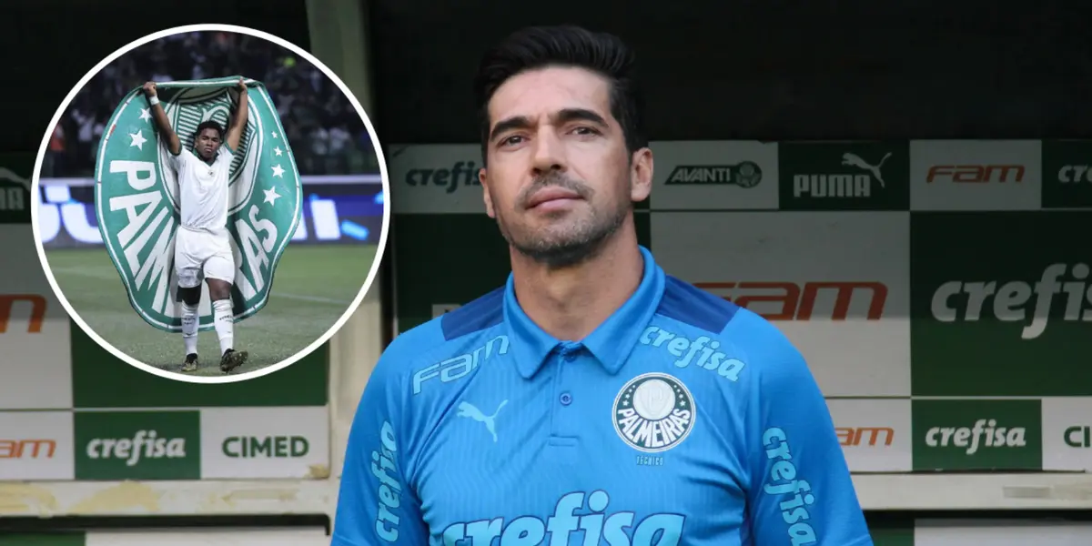 Endrick e Abel Ferreira no Palmeiras