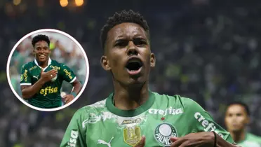 Endrick e Estêvão com a camisa do Palmeiras