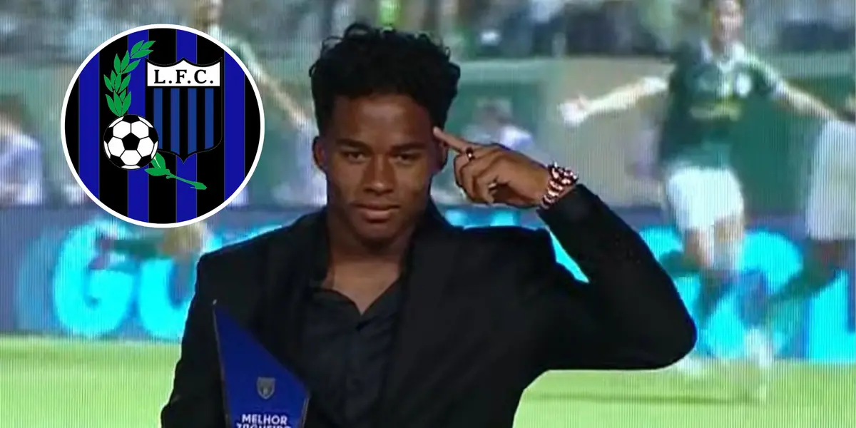 Endrick e o escudo do Liverpool-URU