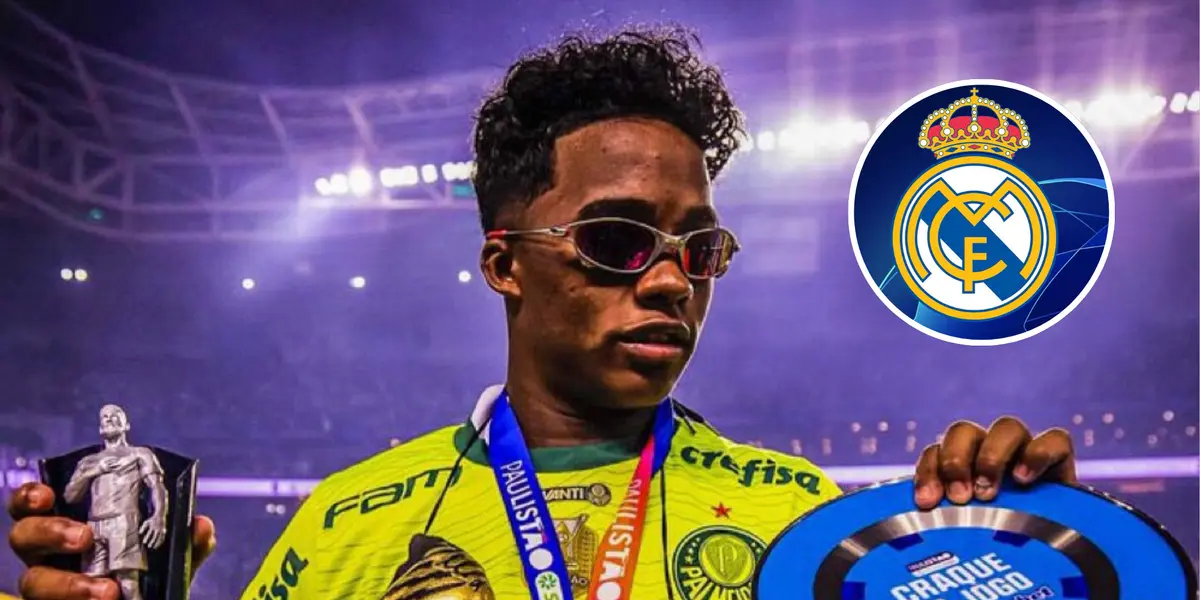 Endrick e o escudo do Real Madrid