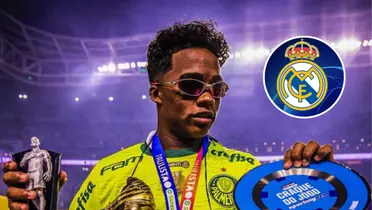Endrick e o escudo do Real Madrid
