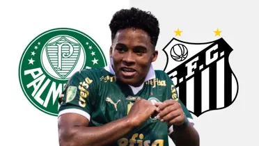 Endrick e os escudos do Santos e do Palmeiras