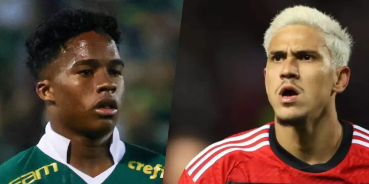 Endrick e Pedro defendendo Palmeiras e Flamengo, respectivamente 