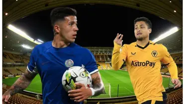 Enzo Fernandez com a camisa do Chelsea e João Gomes com a camisa do Wolves
