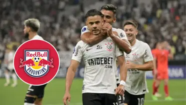 Equipe do Corinthians e ao lado o escudo do Internacional