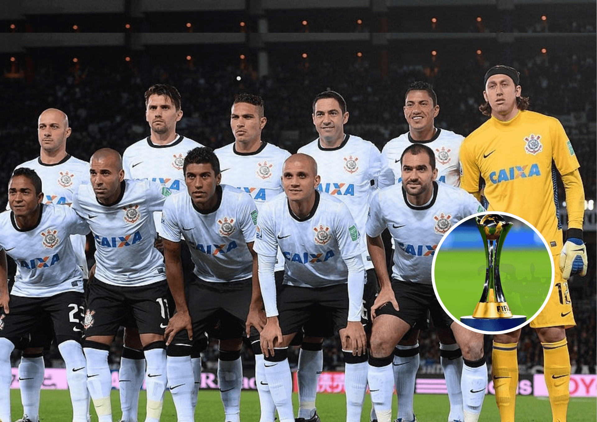 Equipe do Corinthians no Mundial de Clubes de 2012 e a taça do torneio