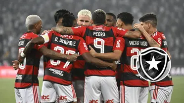 Equipe do Flamengo e ao lado o escudo do Botafogo