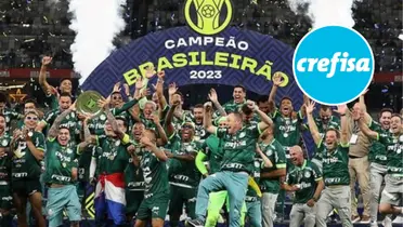 Equipe Palmeiras 2023 e o logo da Crefisa