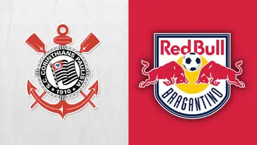 Escudo do Corinthians e ao lado o do Red Bull Bragantino