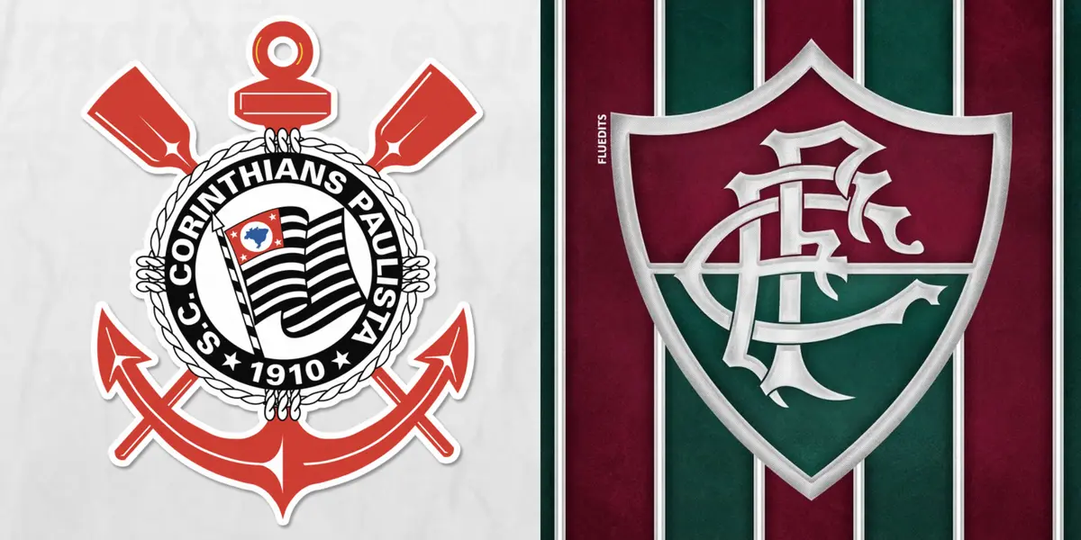 Escudo do Corinthians e ao lado o escudo do Fluminense 