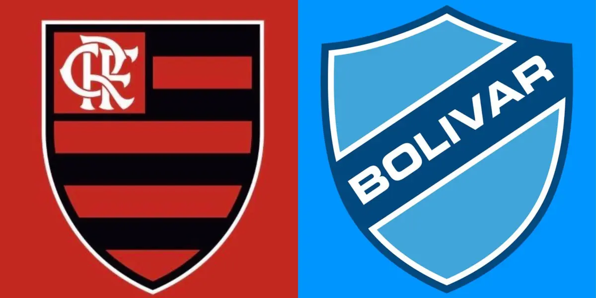 Escudo do Flamengo e ao lado o escudo do Bolívar