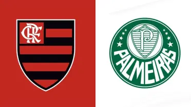 Escudo do Flamengo e o o escudo do Palmeiras ao lado