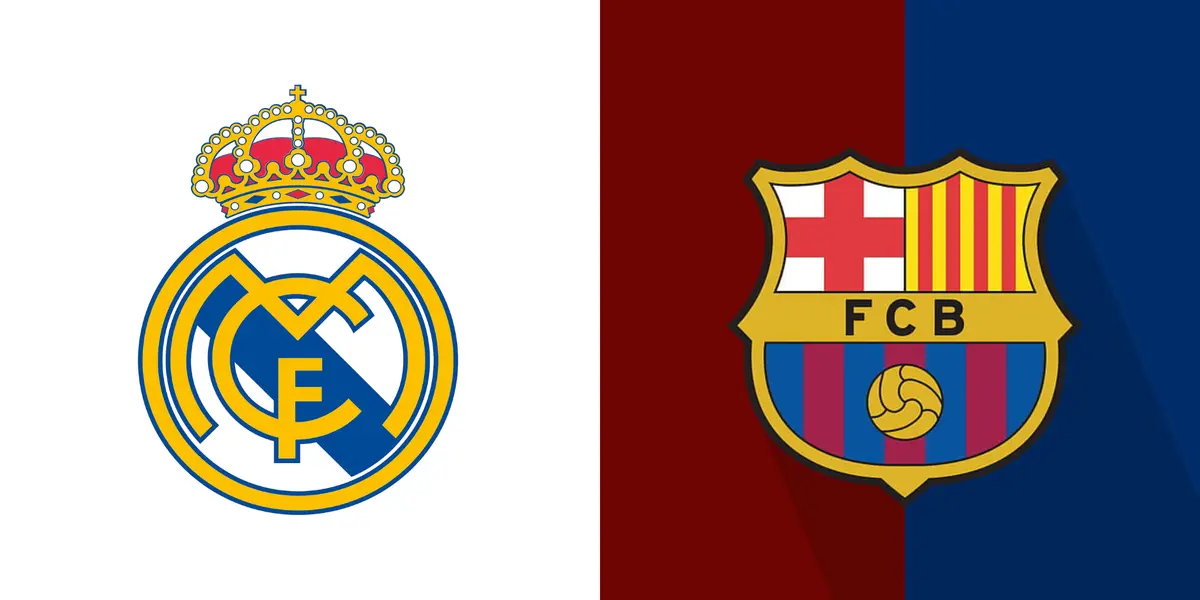 Escudo do Real Madrid ao lado do escudo do Barcelona