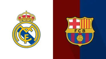 Escudo do Real Madrid ao lado do escudo do Barcelona