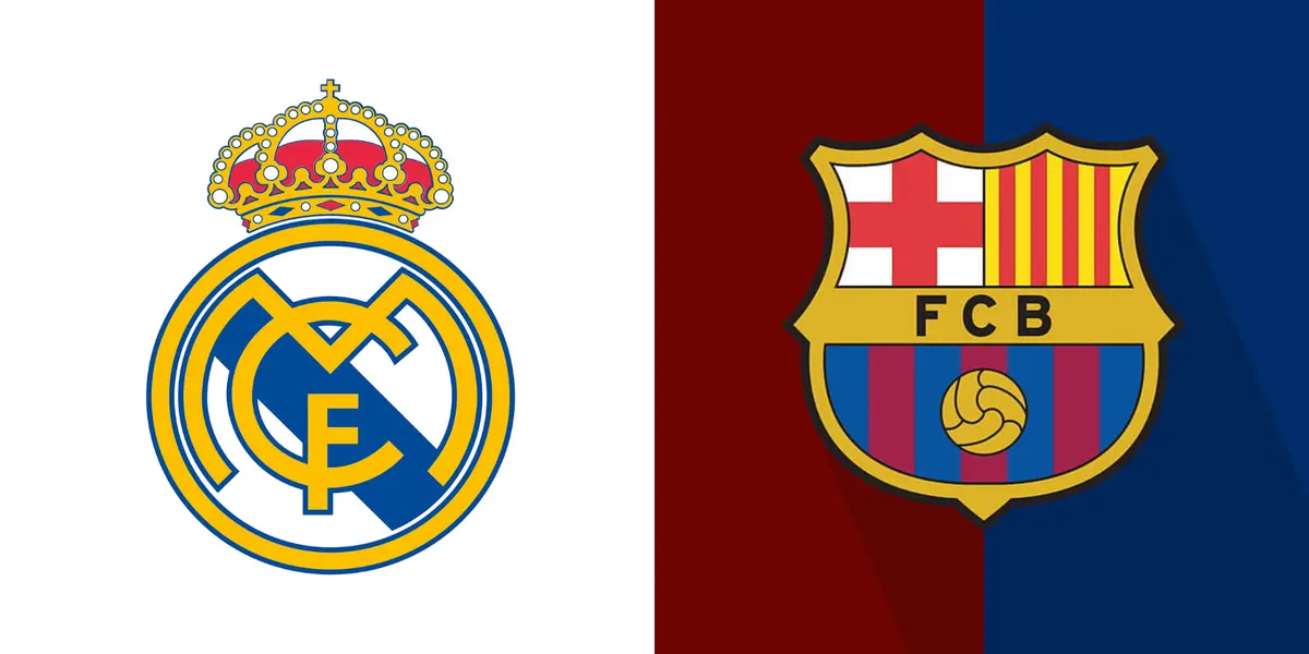 Escudo do Real Madrid e ao lado o escudo do Barcelona